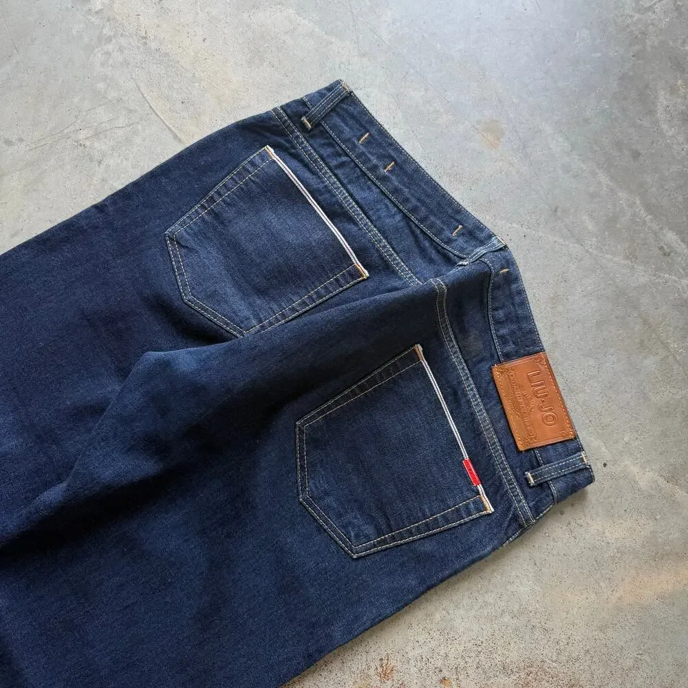 Liu Jo Straight Leg Medium Wash Classic Selvedge Jeans Size 38x33 Made in Italy